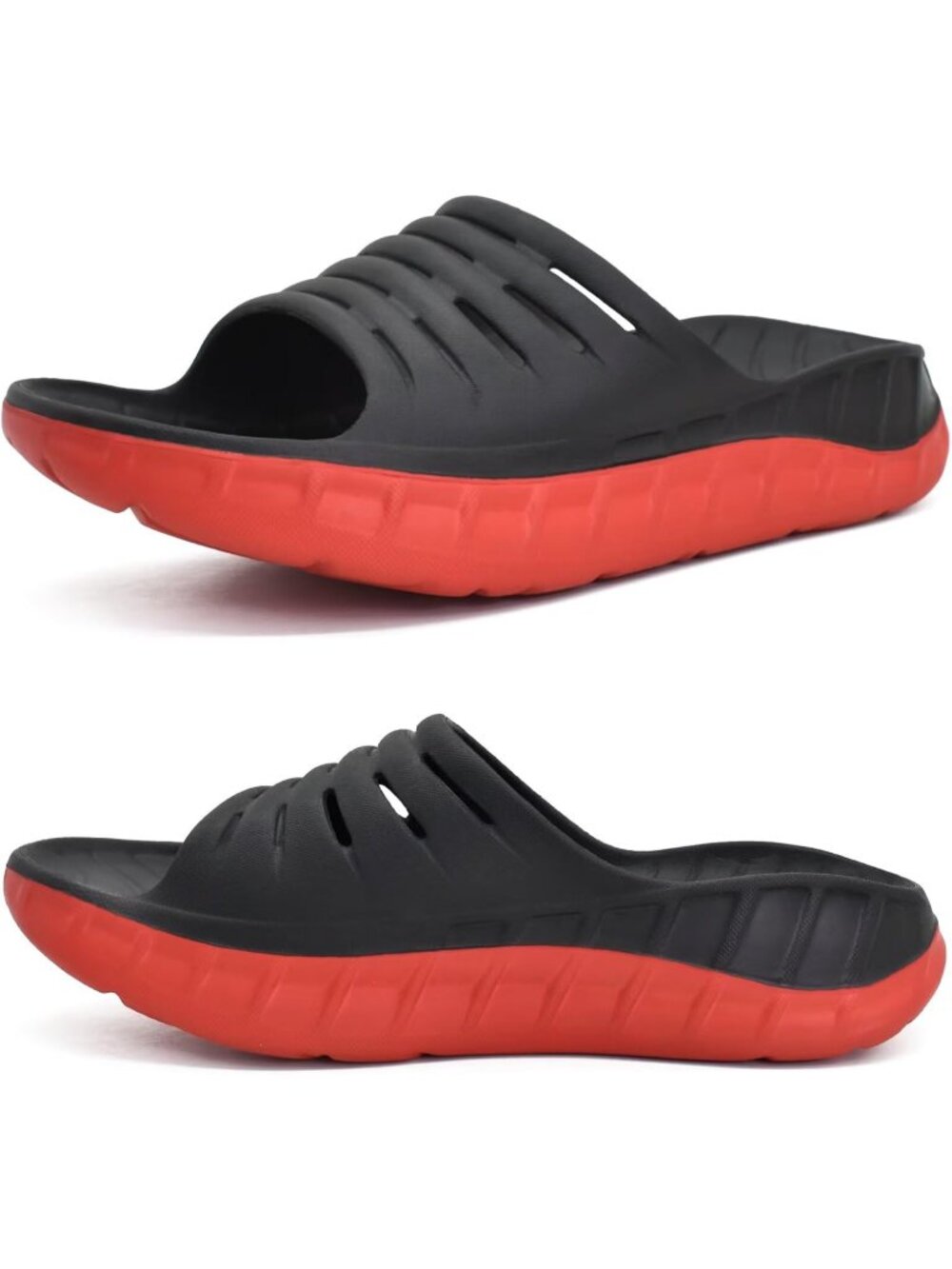 Men's Black 1 Sandals Orthotic Arch Support Open Toe Sport Slides Thick Cushion